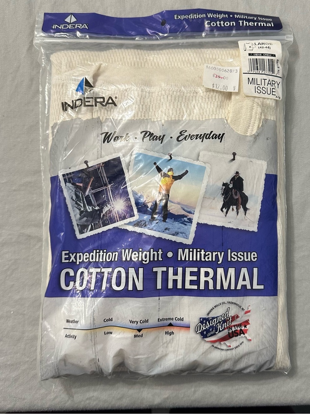 Indera Mills Military Issue Expedition Weight Cotton Thermal Top Large 42-44 NOS